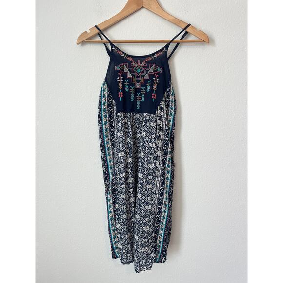 Flying Tomato Dresses & Skirts - FLYING TOMATO Blue Boho Print Embroidered Dress